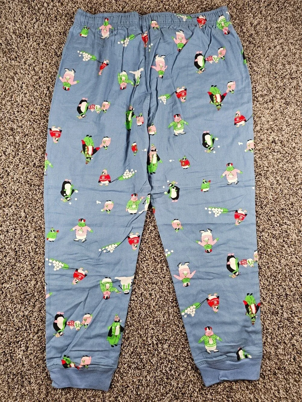 Old Navy Mens Sz XL Jogger Style Pajama Pants Blue Penguin Print Winter NEW